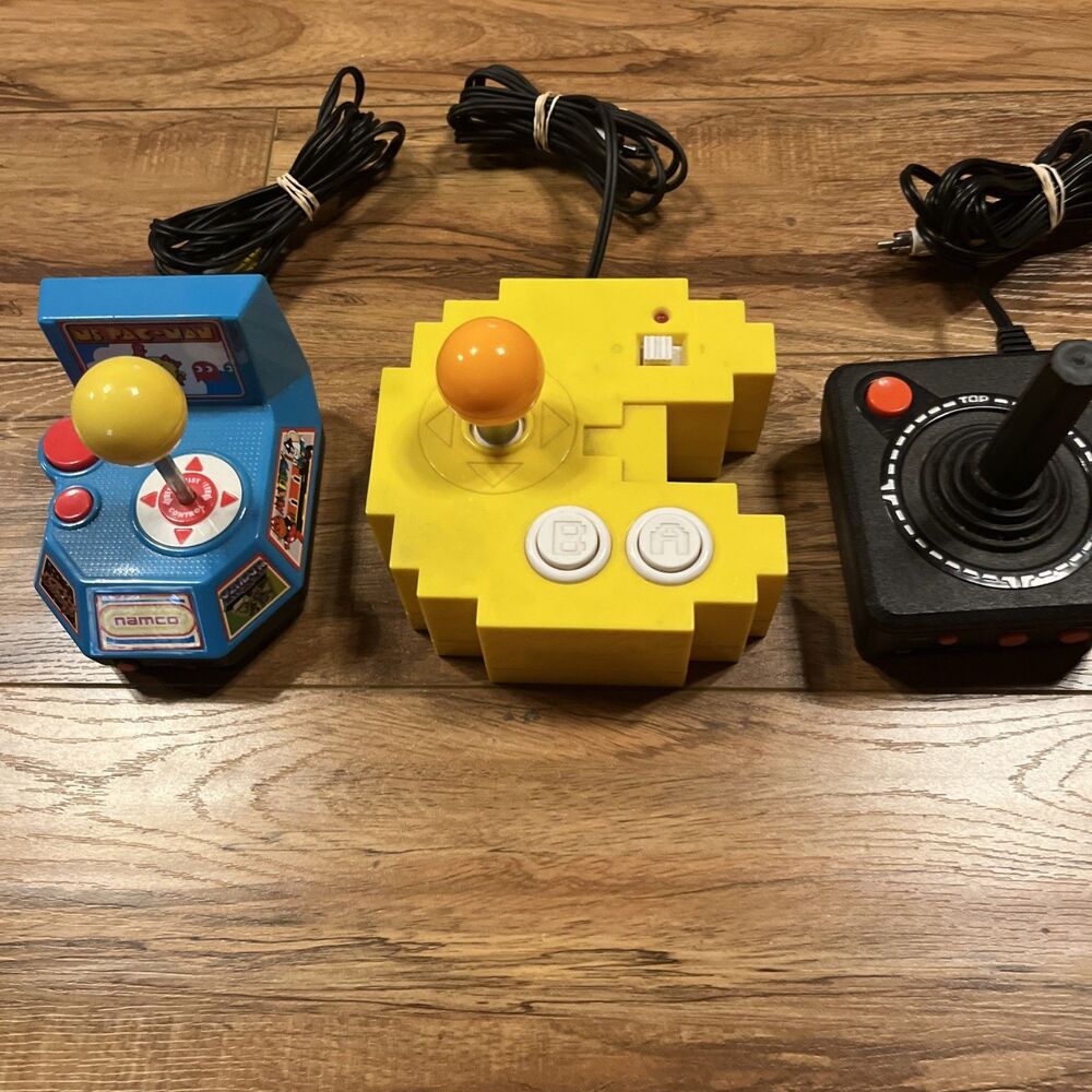 (3) NAMCO Bandai, PAC-MAN TV Plug N Play Video Games Joystick Controller Atari